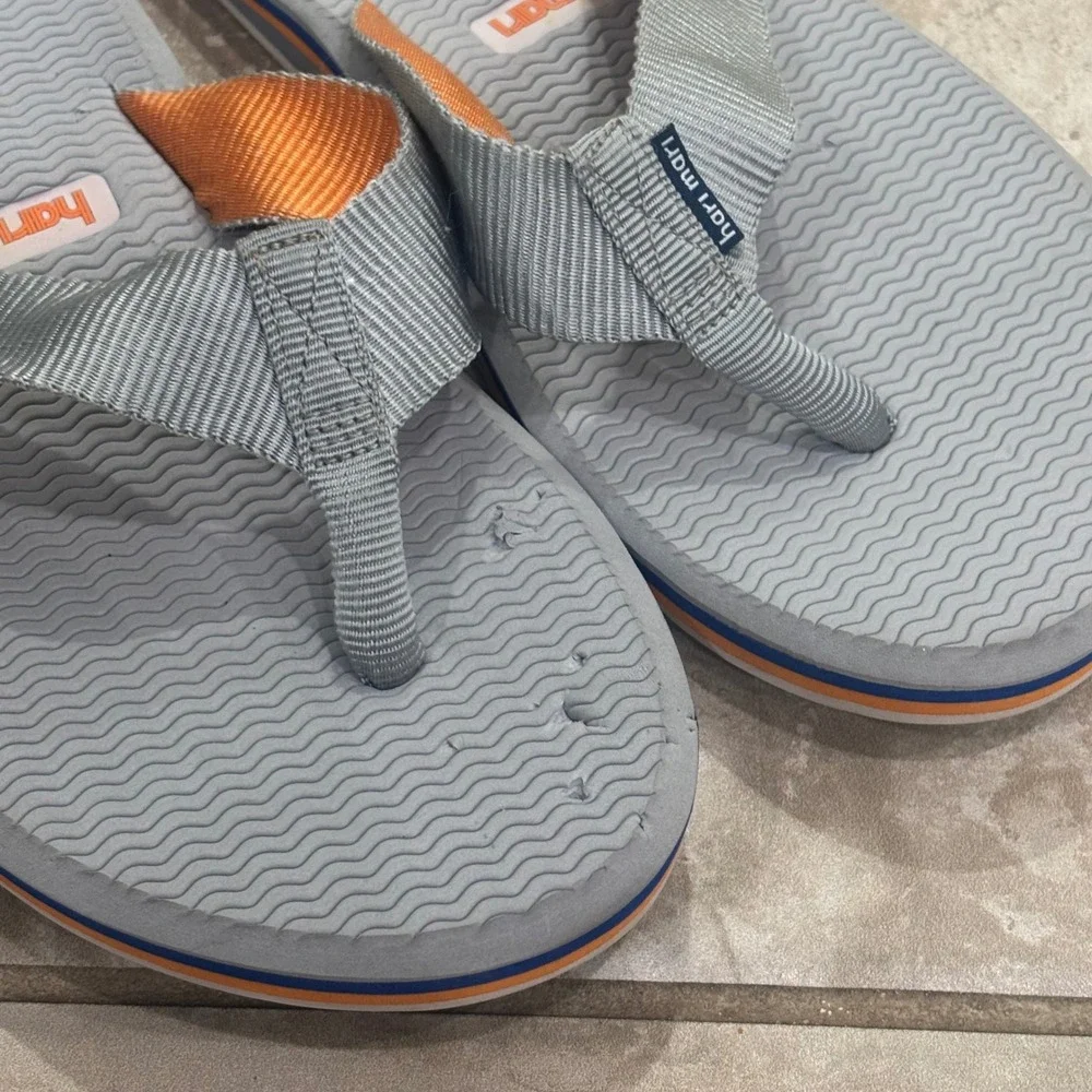Hari Mari Mens Dunes Flip Flops Grey Orange Blue Thong Sandals Size 10
